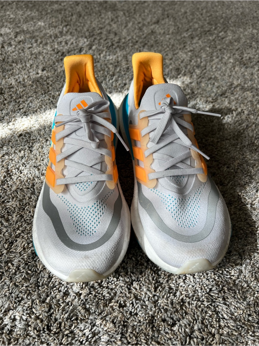 adidas White Running Sneakers with Orange & Teal Accents